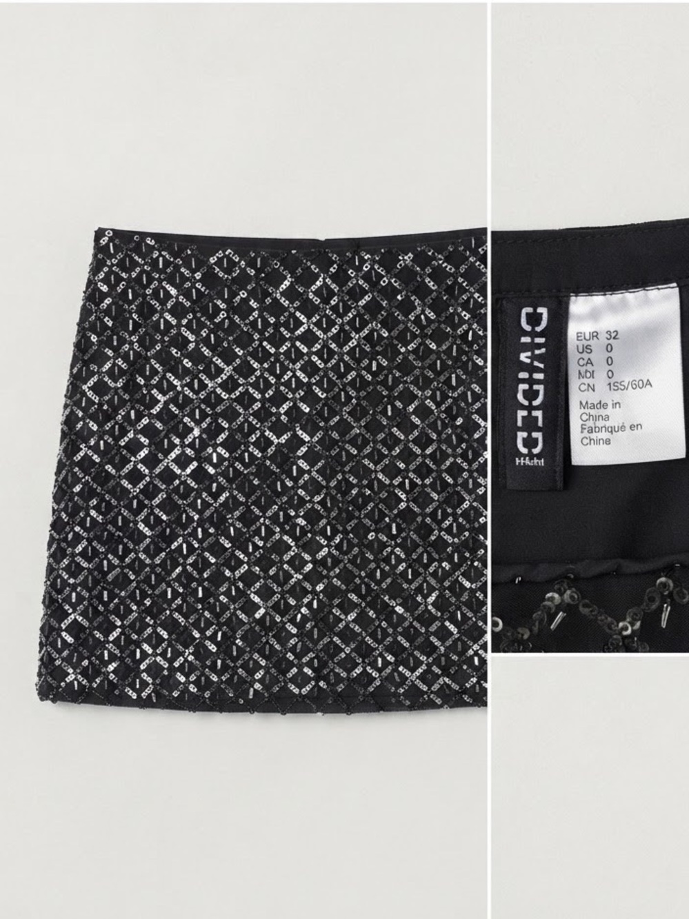 H&M Black Sequin Beaded Mini Skirt Like New 
/ Size 0
